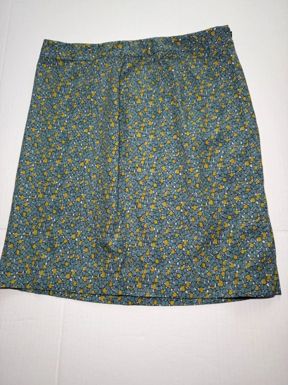 Talbots Teal Floral Pencil Skirt with Mustard Accents